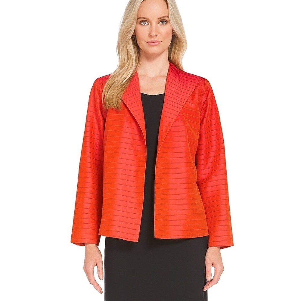 Nina Mclemore Silk Jacket 12 Open Front Old Money Elegant Designer Classic